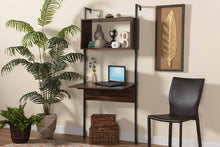 Load image into Gallery viewer, Baxton Studio Fariat Modern Industrial Walnut Brown Finished Wood and Black Metal Display Shelf with Desk