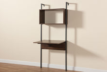 Load image into Gallery viewer, Baxton Studio Fariat Modern Industrial Walnut Brown Finished Wood and Black Metal Display Shelf with Desk