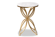Load image into Gallery viewer, Baxton Studio Jaclyn Modern and Contemporary Gold Finished Metal End Table with Marble Tabletop