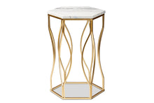 Load image into Gallery viewer, Baxton Studio Kalena Modern and Contemporary Gold Metal End Table with Marble Tabletop