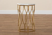 Load image into Gallery viewer, Baxton Studio Kalena Modern and Contemporary Gold Metal End Table with Marble Tabletop