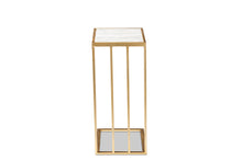 Load image into Gallery viewer, Baxton Studio Parkin Modern and Contemporary Gold Finished Metal C Shaped End Table with Marble Tabletop