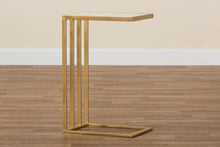 Load image into Gallery viewer, Baxton Studio Parkin Modern and Contemporary Gold Finished Metal C Shaped End Table with Marble Tabletop