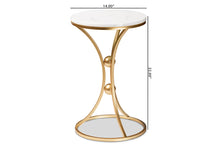 Load image into Gallery viewer, Baxton Studio Tarmon Modern and Contemporary Gold Finished Metal End Table with Marble Tabletop