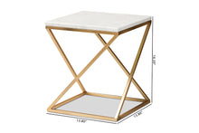 Load image into Gallery viewer, Baxton Studio Hadley Modern and Contemporary Gold Finished Metal End Table with Marble Tabletop