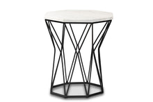 Load image into Gallery viewer, Baxton Studio Venedict Modern and Contemporary Black Metal End Table with Marble Tabletop