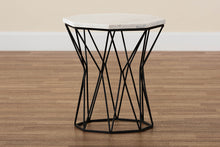 Load image into Gallery viewer, Baxton Studio Venedict Modern and Contemporary Black Metal End Table with Marble Tabletop