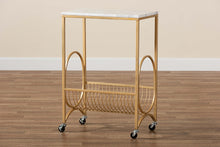 Load image into Gallery viewer, Baxton Studio Jacek Modern and Contemporary Gold Finished Metal Wine Cart with Marble Tabletop
