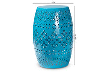 Load image into Gallery viewer, Baxton Studio Lavinia Modern and Contemporary Blue Finished Metal Outdoor Side Table