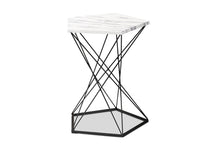 Load image into Gallery viewer, Baxton Studio Oberon Modern and Contemporary Black Finished Metal End Table with Faux Marble Tabletop