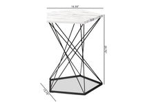 Load image into Gallery viewer, Baxton Studio Oberon Modern and Contemporary Black Finished Metal End Table with Faux Marble Tabletop