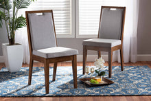 Load image into Gallery viewer, Baxton Studio Octavia Modern and Contemporary Grey Fabric Upholstered and Walnut Brown Finished Wood 2-Piece Dining Chair Set