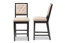Load image into Gallery viewer, Baxton Studio Gideon Modern and Contemporary Sand Fabric Upholstered and Dark Brown Finished Wood 2-Piece Counter Stool Set