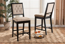 Load image into Gallery viewer, Baxton Studio Gideon Modern and Contemporary Sand Fabric Upholstered and Dark Brown Finished Wood 2-Piece Counter Stool Set