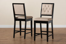 Load image into Gallery viewer, Baxton Studio Gideon Modern and Contemporary Sand Fabric Upholstered and Dark Brown Finished Wood 2-Piece Counter Stool Set