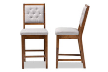 Load image into Gallery viewer, Baxton Studio Gideon Modern and Contemporary Grey Fabric Upholstered and Walnut Brown Finished Wood 2-Piece Counter Stool Set