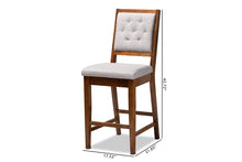 Load image into Gallery viewer, Baxton Studio Gideon Modern and Contemporary Grey Fabric Upholstered and Walnut Brown Finished Wood 2-Piece Counter Stool Set