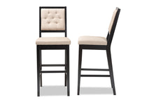 Load image into Gallery viewer, Baxton Studio Gideon Modern and Contemporary Sand Fabric Upholstered and Dark Brown Finished Wood 2-Piece Bar Stool Set