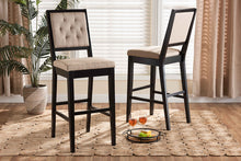 Load image into Gallery viewer, Baxton Studio Gideon Modern and Contemporary Sand Fabric Upholstered and Dark Brown Finished Wood 2-Piece Bar Stool Set