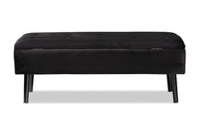 Load image into Gallery viewer, Baxton Studio Caine Modern and Contemporary Black Velvet Fabric Upholstered and Dark Brown Finished Wood Storage Bench