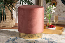 Load image into Gallery viewer, Baxton Studio Chaela Contemporary Glam and Luxe Blush Pink Velvet Fabric Upholstered and Gold Finished Metal Ottoman