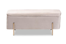 Load image into Gallery viewer, Baxton Studio Rockwell Contemporary Glam and Luxe Grey Velvet Fabric Upholstered and Gold Finished Metal Storage Bench