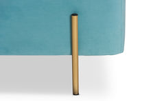 Load image into Gallery viewer, Baxton Studio Rockwell Contemporary Glam and Luxe Sky Blue Velvet Fabric Upholstered and Gold Finished Metal Storage Bench