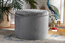 Load image into Gallery viewer, Baxton Studio Livana Contemporary Glam and Luxe Grey Velvet Fabric Upholstered Storage Ottoman