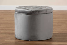 Load image into Gallery viewer, Baxton Studio Livana Contemporary Glam and Luxe Grey Velvet Fabric Upholstered Storage Ottoman