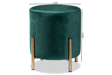Load image into Gallery viewer, Baxton Studio Thurman Contemporary Glam and Luxe Green Velvet Fabric Upholstered and Gold Finished Metal Ottoman