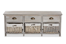 Load image into Gallery viewer, Baxton Studio Mabyn Modern and Contemporary Light Grey Finished Wood 3-Drawer Storage Bench with Baskets