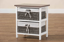 Load image into Gallery viewer, Baxton Studio Terena Modern Transitional Two-Tone Walnut Brown and White Finished Wood 2-Basket Storage Unit