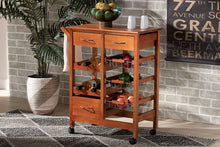 Load image into Gallery viewer, Baxton Studio Crayton Modern and Contemporary Oak Brown Finished Wood and Silver-Tone Metal Mobile Kitchen Storage Cart
