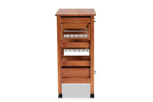 Load image into Gallery viewer, Baxton Studio Crayton Modern and Contemporary Oak Brown Finished Wood and Silver-Tone Metal Mobile Kitchen Storage Cart