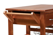 Load image into Gallery viewer, Baxton Studio Crayton Modern and Contemporary Oak Brown Finished Wood and Silver-Tone Metal Mobile Kitchen Storage Cart