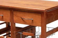 Load image into Gallery viewer, Baxton Studio Crayton Modern and Contemporary Oak Brown Finished Wood and Silver-Tone Metal Mobile Kitchen Storage Cart
