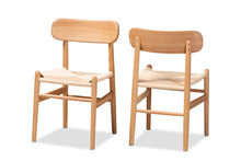 Load image into Gallery viewer, Baxton Studio Raheem Mid-Century Modern Brown Hemp and Wood 2-Piece Dining Chair Set