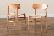 Load image into Gallery viewer, Baxton Studio Raheem Mid-Century Modern Brown Hemp and Wood 2-Piece Dining Chair Set