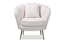 Load image into Gallery viewer, Baxton Studio Garson Glam and Luxe Beige Velvet Fabric Upholstered and Gold Metal Finished Accent Chair