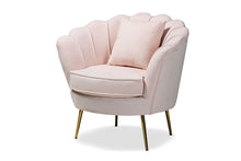 Load image into Gallery viewer, Baxton Studio Garson Glam and Luxe Blush Pink Velvet Fabric Upholstered and Gold Metal Finished Accent Chair