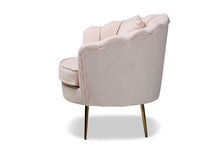 Load image into Gallery viewer, Baxton Studio Garson Glam and Luxe Blush Pink Velvet Fabric Upholstered and Gold Metal Finished Accent Chair