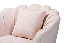 Load image into Gallery viewer, Baxton Studio Garson Glam and Luxe Blush Pink Velvet Fabric Upholstered and Gold Metal Finished Accent Chair