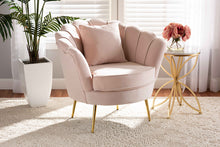 Load image into Gallery viewer, Baxton Studio Garson Glam and Luxe Blush Pink Velvet Fabric Upholstered and Gold Metal Finished Accent Chair