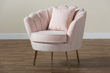 Load image into Gallery viewer, Baxton Studio Garson Glam and Luxe Blush Pink Velvet Fabric Upholstered and Gold Metal Finished Accent Chair