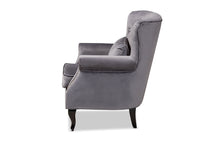 Load image into Gallery viewer, Baxton Studio Fletcher Classic and Traditional Grey Velvet Fabric Upholstered and Dark Brown Finished Wood Armchair