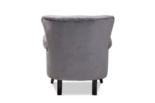 Load image into Gallery viewer, Baxton Studio Fletcher Classic and Traditional Grey Velvet Fabric Upholstered and Dark Brown Finished Wood Armchair