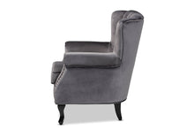 Load image into Gallery viewer, Baxton Studio Relena Classic and Traditional Grey Velvet Fabric Upholstered and Dark Brown Finished Wood Armchair
