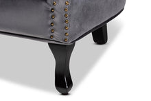 Load image into Gallery viewer, Baxton Studio Relena Classic and Traditional Grey Velvet Fabric Upholstered and Dark Brown Finished Wood Armchair
