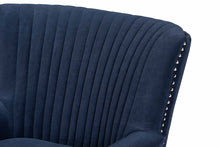 Load image into Gallery viewer, Baxton Studio Wilhelm Classic and Traditional Navy Blue Velvet Fabric Upholstered and Dark Brown Finished Wood Armchair