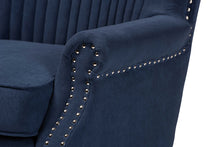 Load image into Gallery viewer, Baxton Studio Wilhelm Classic and Traditional Navy Blue Velvet Fabric Upholstered and Dark Brown Finished Wood Armchair